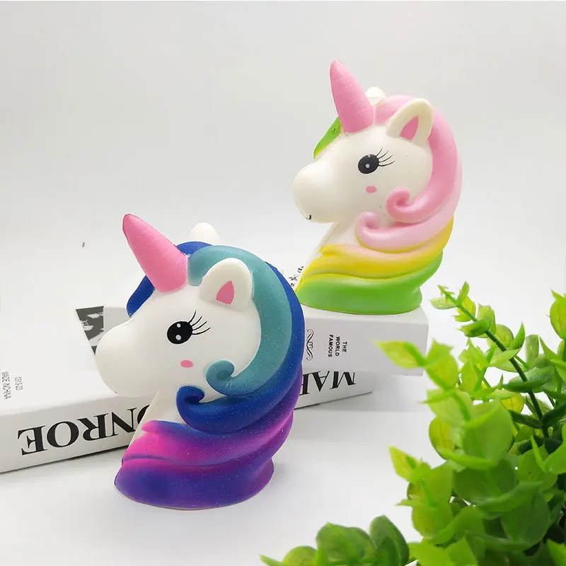 

New Slow rebound Cartoon Colorful Unicorn Head decompression toy Squishy Slow Rising Squeeze Children's Christmas gifts ZG127