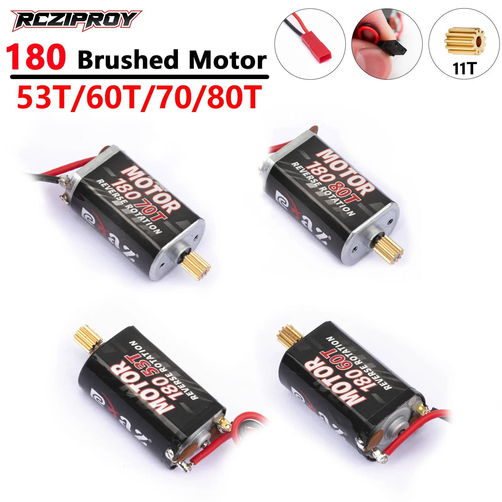 

RC 180 Brushed Motor 53T 60T 70T 80T with 11T Pinion Motor Gear for 1/18 RC Crawler Car Monster Climb TRX4M rc parts