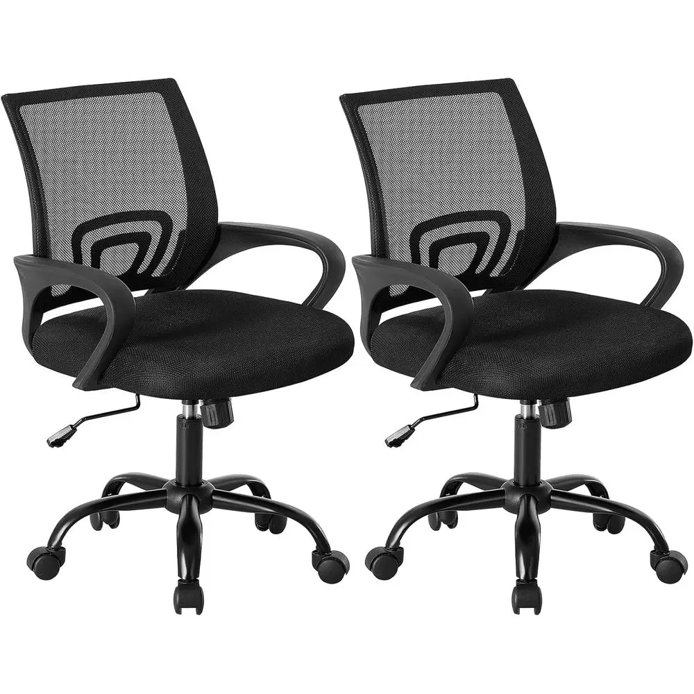 

Ergonomic Desk Chair with Lumbar Support, Rocking, Adjustable Height, Swivel, for Home and Office Use, Black, 2-Pack