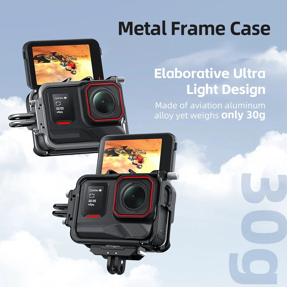 Kandang Bingkai Logam AMAGISN untuk Casing Perumahan Pelindung Logam Insta360 Ace Pro2 Hitam