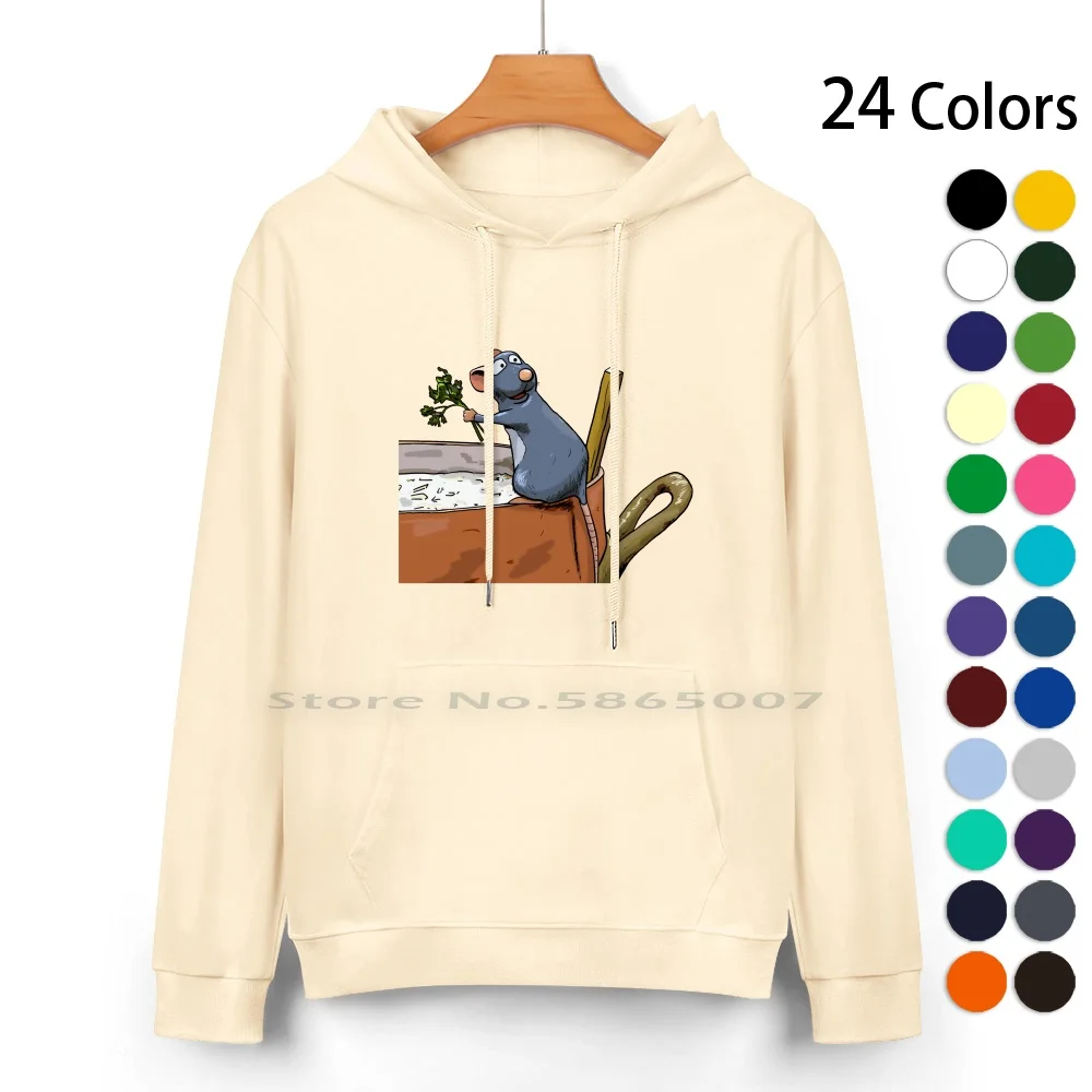 Ratatouille Pure Cotton Hoodie Sweater 24 Colors Ratatouille Cooking Little Chef Remy 100% Cotton Hooded Sweatshirt For Women