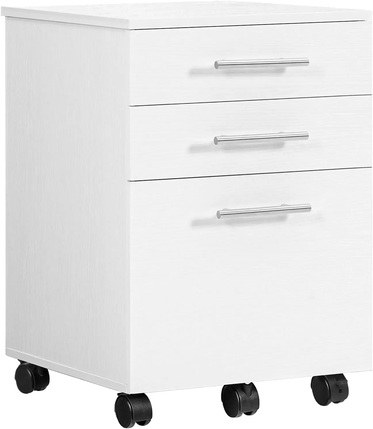 

3-Drawer Wooden Under Desk Filing Cabinet, A4/Letter Size Rolling Storage Drawer Chest for Home Office, White