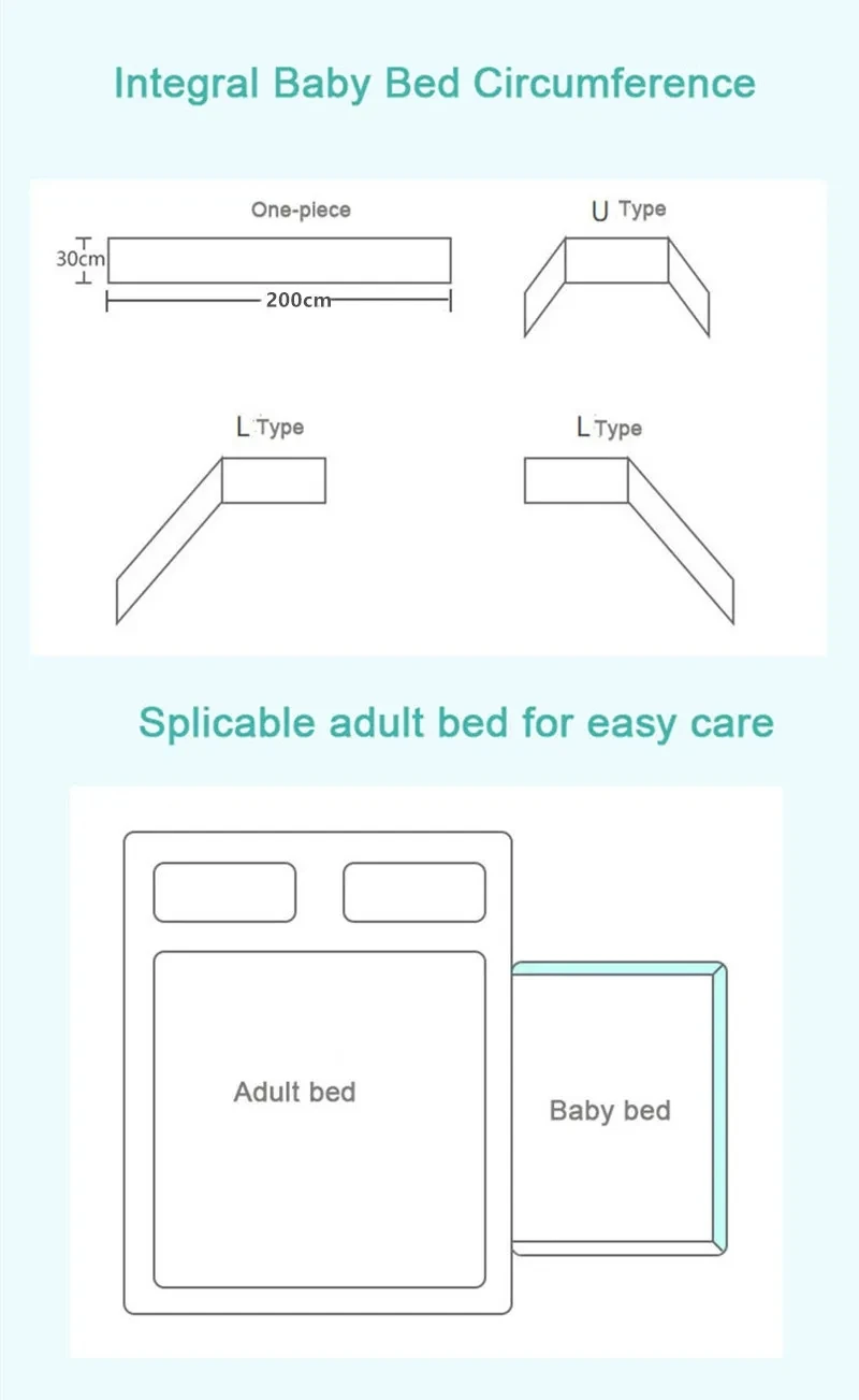 Nordic Stars Baby Bed Thicken Bumpers Zipper Design One-piece Crib Around Cushion Cot Protector Pillows 200*30 CM