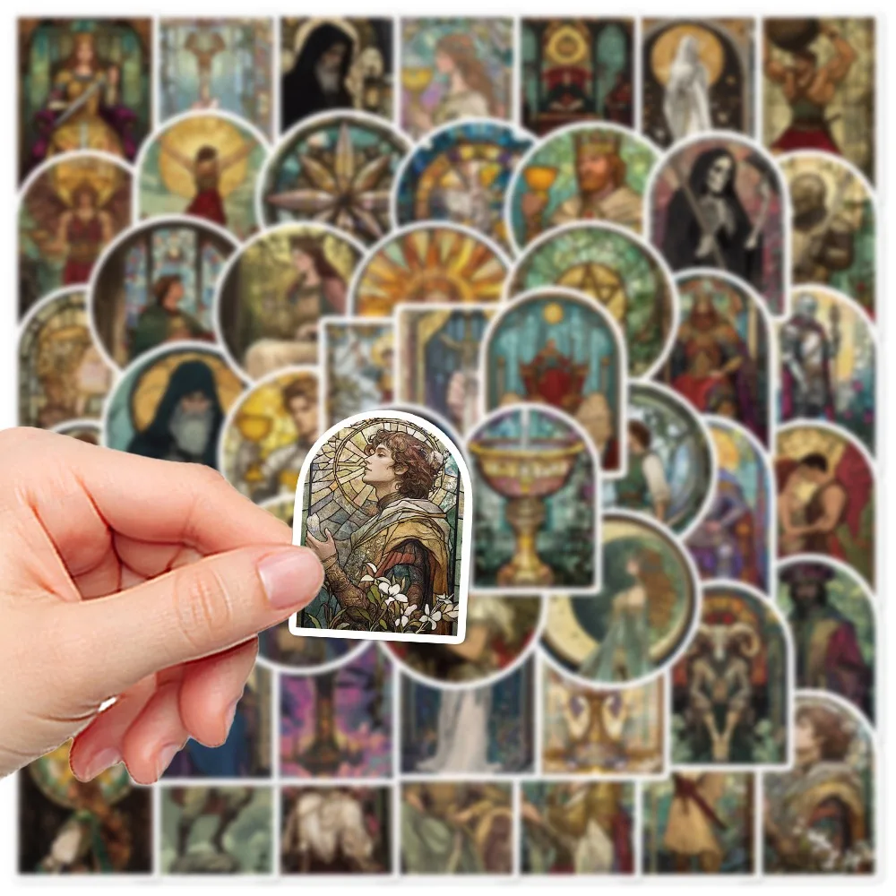 10/50PCS Cool Gothic Glass Style Tarot Card Stickers Aesthetic DIY Scrapbooking Luggage Guitar Car Graffiti Decoration Sticker