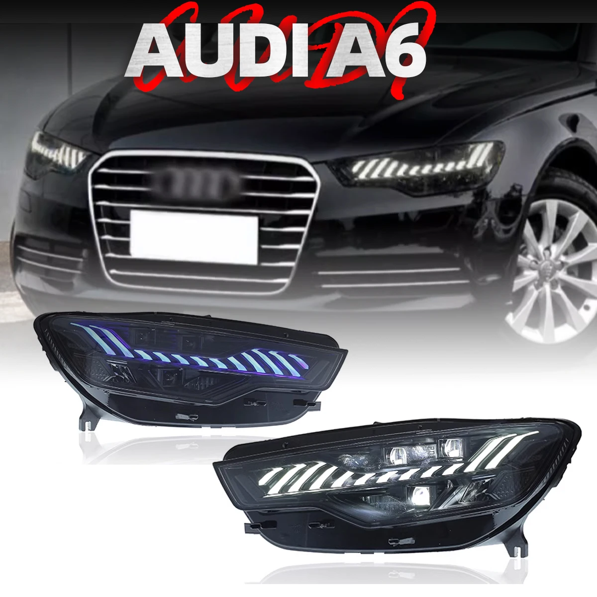 

Car Lights Head Lamps For Audi A6 LED Matrix Headlights 2012-2015 A6L C7 Start up Dynamic Lights Sequentail Turn Signal