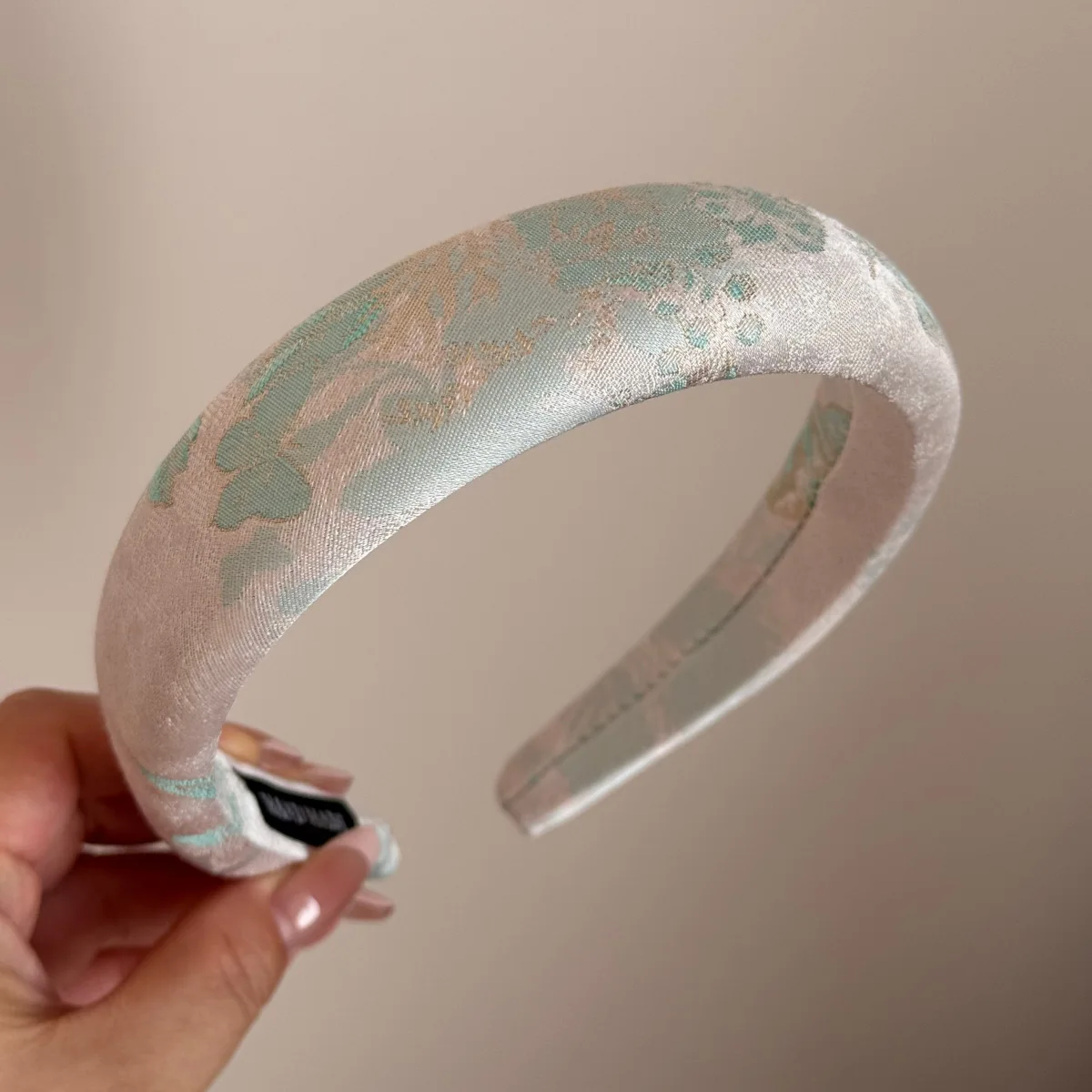 Headband Satin Jacquard New Chinese Style High Crown Secure Grip Elegant Portable Daily Office Travel Women Hair Accessory