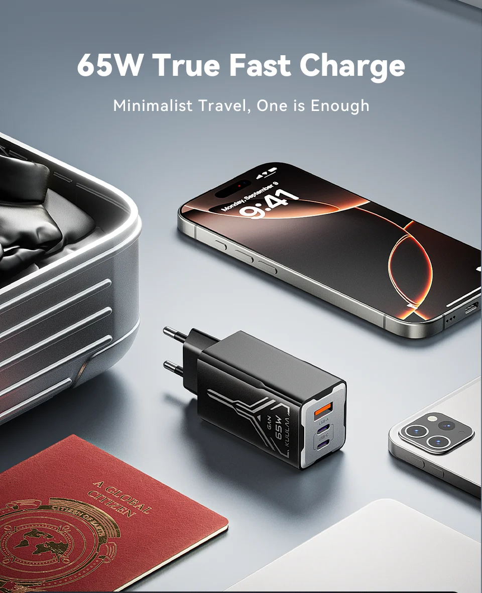 KUULAA 65W GaN Ladegerät Typ C Quick Charge 4.0 3.0 PD USB-Ladegerät für iPhone 16 15 14 Pro Max Schnellladegerät für Laptop PD-Ladegerät – Detail 7