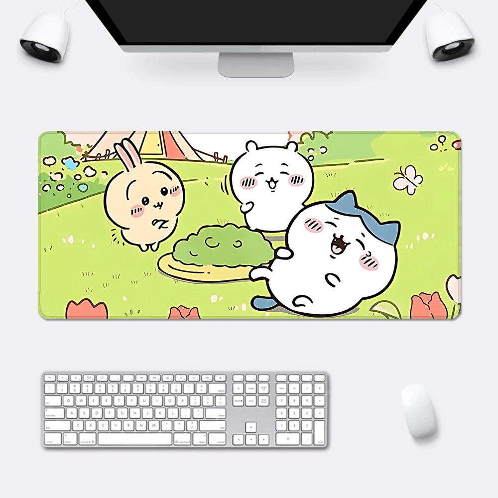 Cute Anime Chiikawas Mousepad HD Printing Computer Gamers Locking Edge Non-slip Mouse Pad XXL90x40cm Keyboard PC Desk Pad