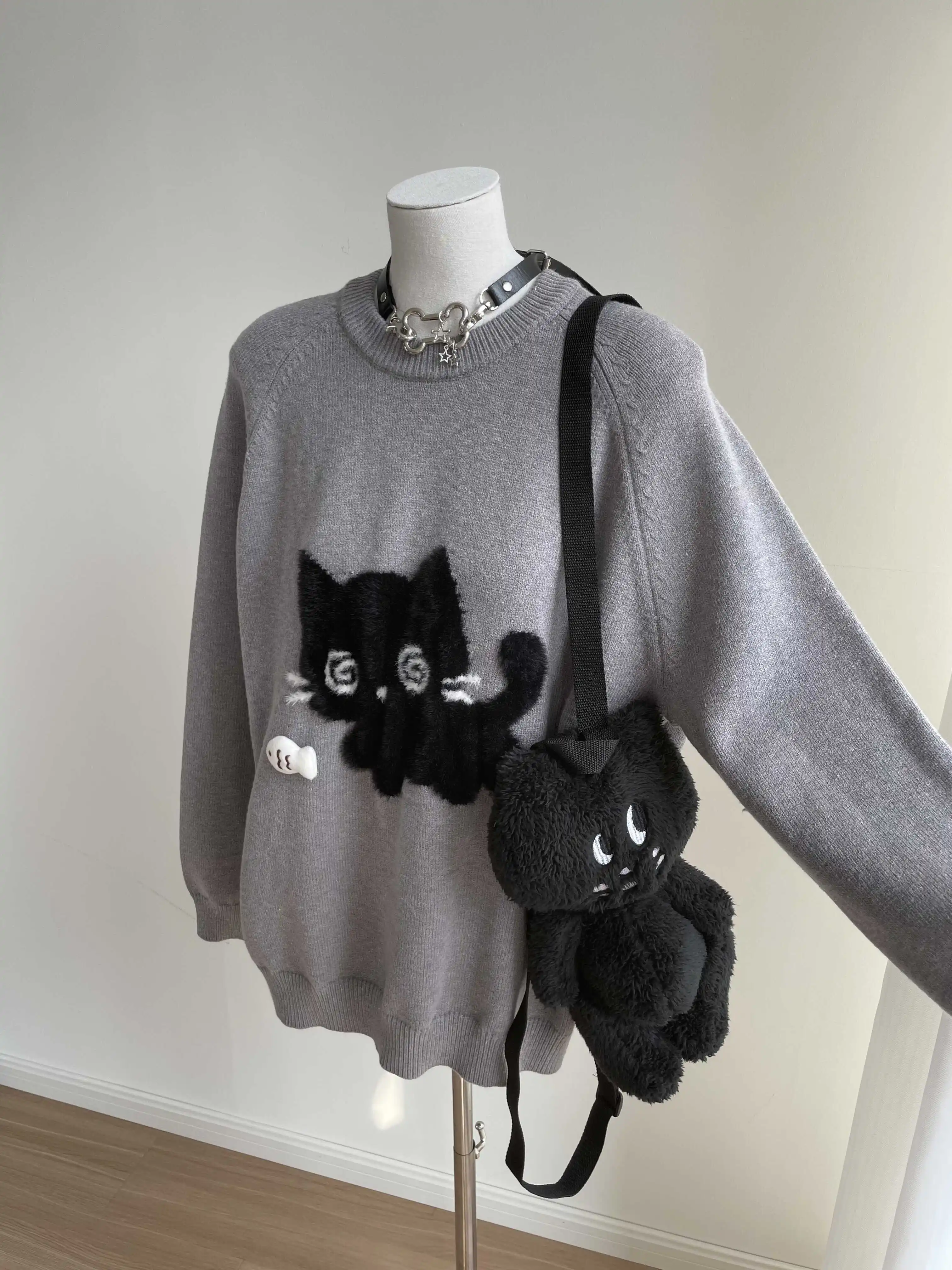 Japanese Sweatshirts Patchwork Coats Women Y2k Aesthetic Lace Rabbit's Ears Jackets Casual Oversized Harajuku Kawaii Hoodies Top