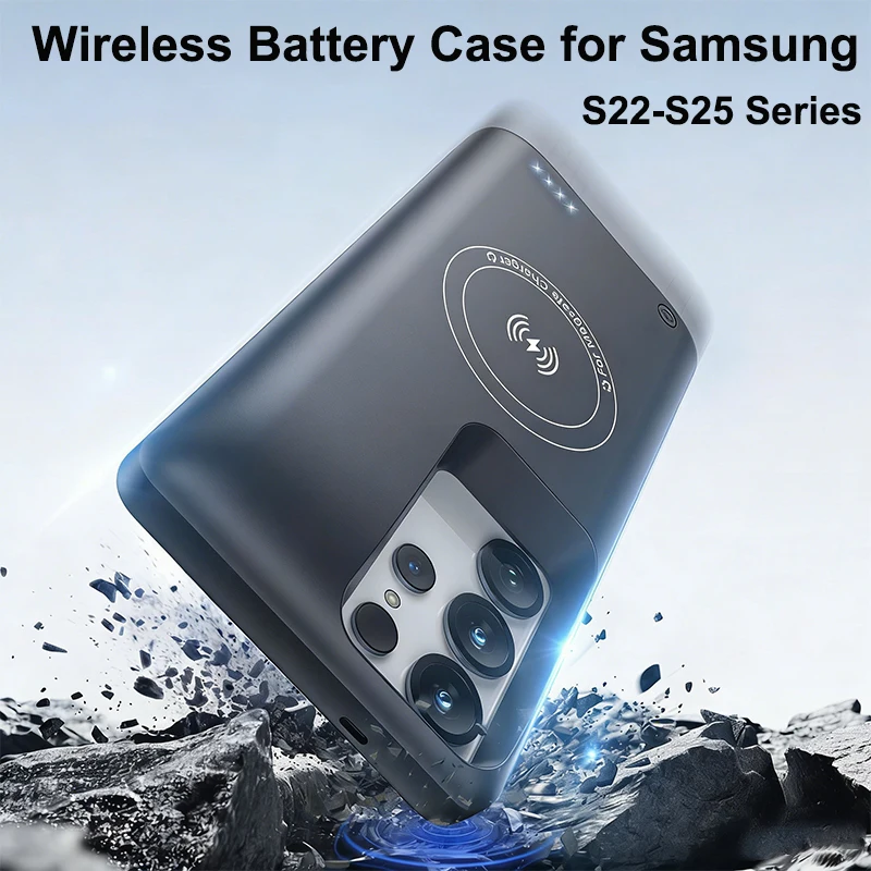 

10000mAh Wireless Battery Case for Samsung Galaxy S22 S23 S24 S25 Ultra S25 Plus Portable Power Bank Charger Phone Case Cover