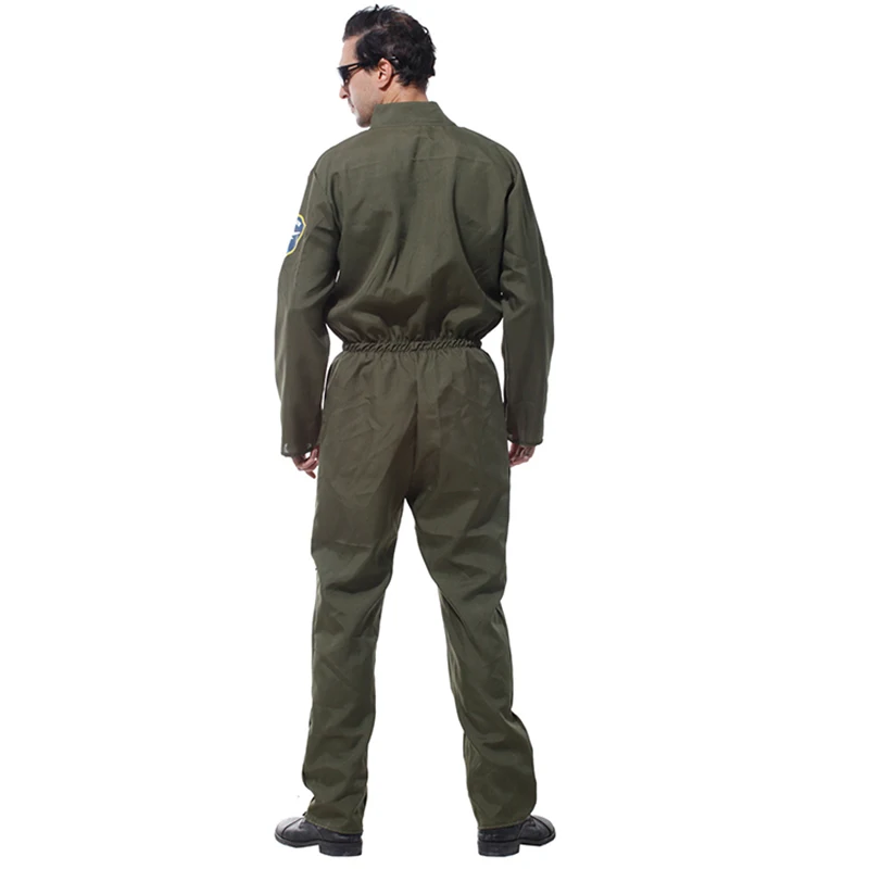 Adult Flight Pilot Costume Men Air Force Costumes Cosplay Uniform Children Halloween ArmyGreen Soldier Cosplay