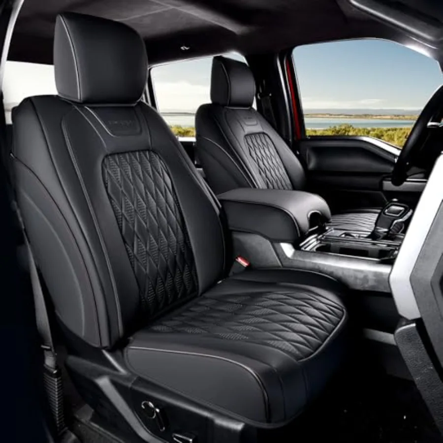 

Leather Seat Cover Custom Fit for F150 Seat Covers Waterproof Fit for 2015-2025 F150 2017-2025 F250 F350 F450 Black Front Pair