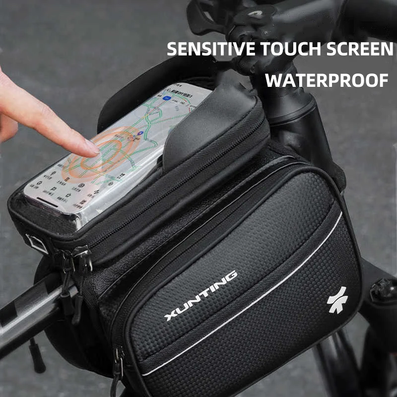 Xunting Mountain Bike Bag Front Handlerbar Bag Rainproof 6.8inch Mobile Phone Case Bicycle Top Tube Bag Cycling Accessories