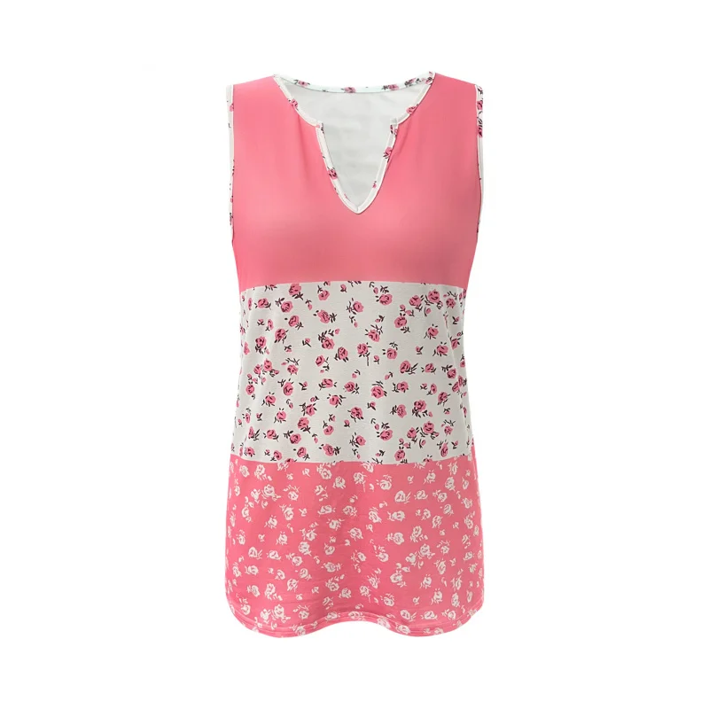 Summer Women's Versatile Fashion Small Floral Patchwork Print Elegant Vacation Style Women's Vest[directional]