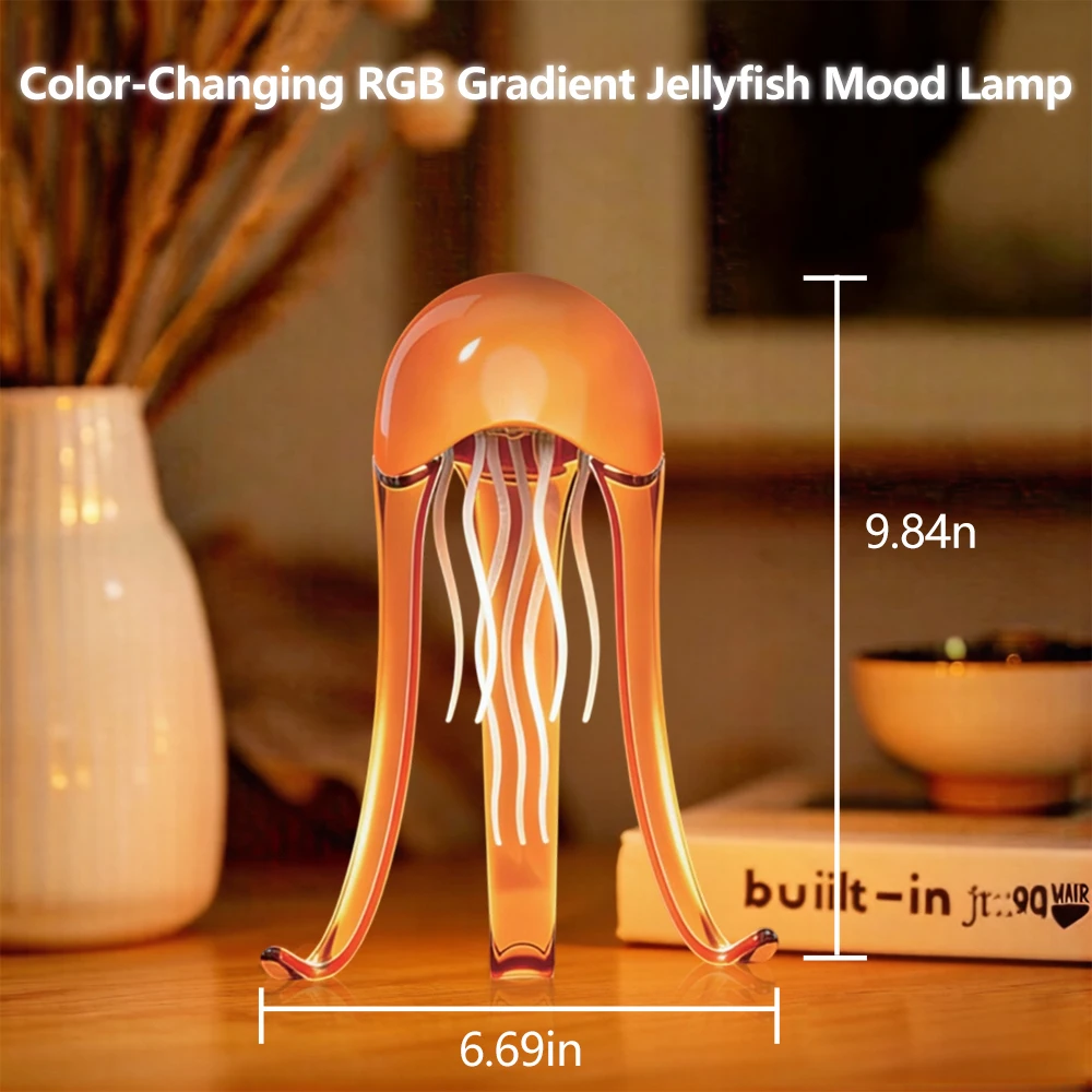 2026 Latest Voice-Controlled Jellyfish Lamp, Floating & Flexible Touching Feet, Colorful Gradient Sensing Lamp,Atmosphere Light