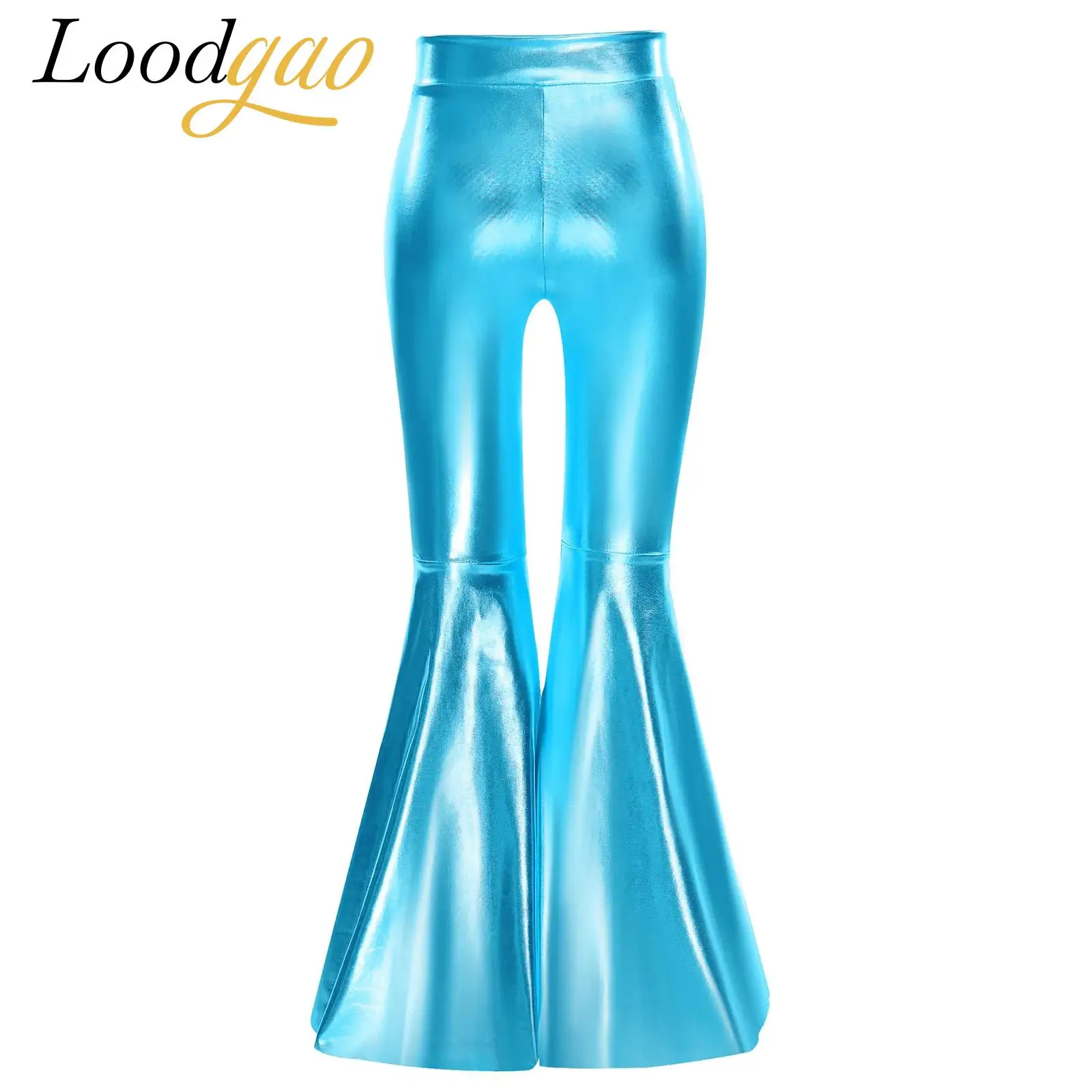 

Flares Children's Metallic Pants Fashion Flared Trousers Stage Performance Pants Kids Girls Disco Bell-Bottom Jazz Dance Costume