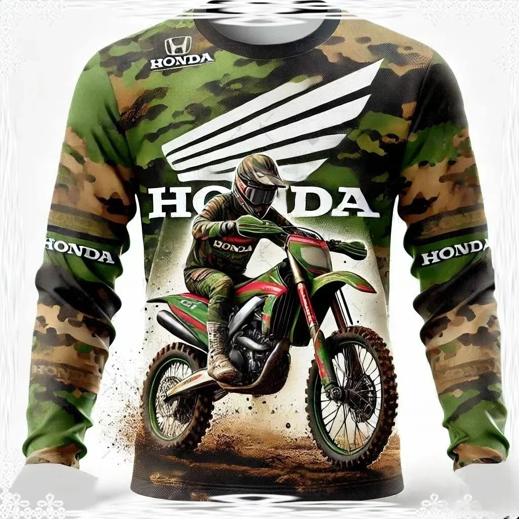 

Honda Summer Men's Quick-Drying Teen T-Shirt Long Sleeve Sports Motorcycle Racing Car Brand Casual Fashion​