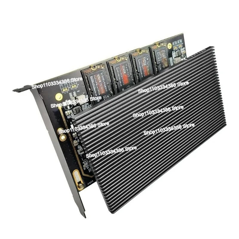 

3001 Heat Sink PCIe4.0x16 To 4 Disks Nvme Expansion Card Solid State SSD Hard Disk M2 Adapter Card 2280