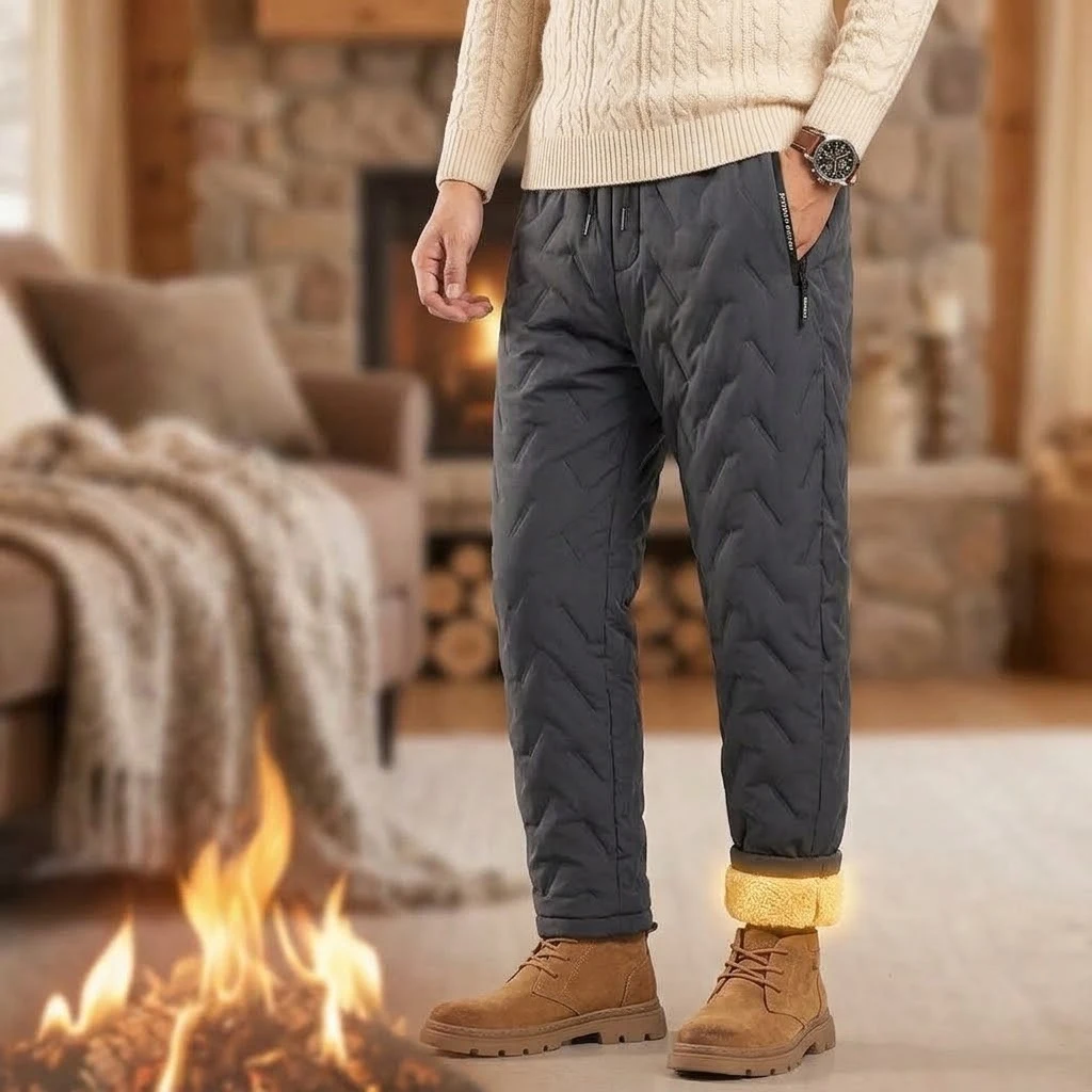 Herren-Winterhose für den Außenbereich, warm, mit Fleece gefüttert, wasserdicht, Thermohose, dicke Jogginghose, winddicht, Laufhose, Sport-Trainingshose. – Detail 9