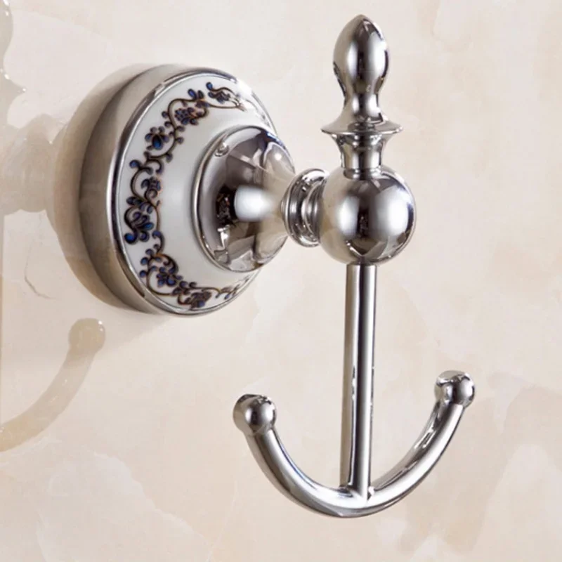 Creative Robe Hook Brass Ceramic Chrome Bathroom Clothes Hook Wall Towel Hook Special Key Hat Bag Hanger Bathroom Hanger