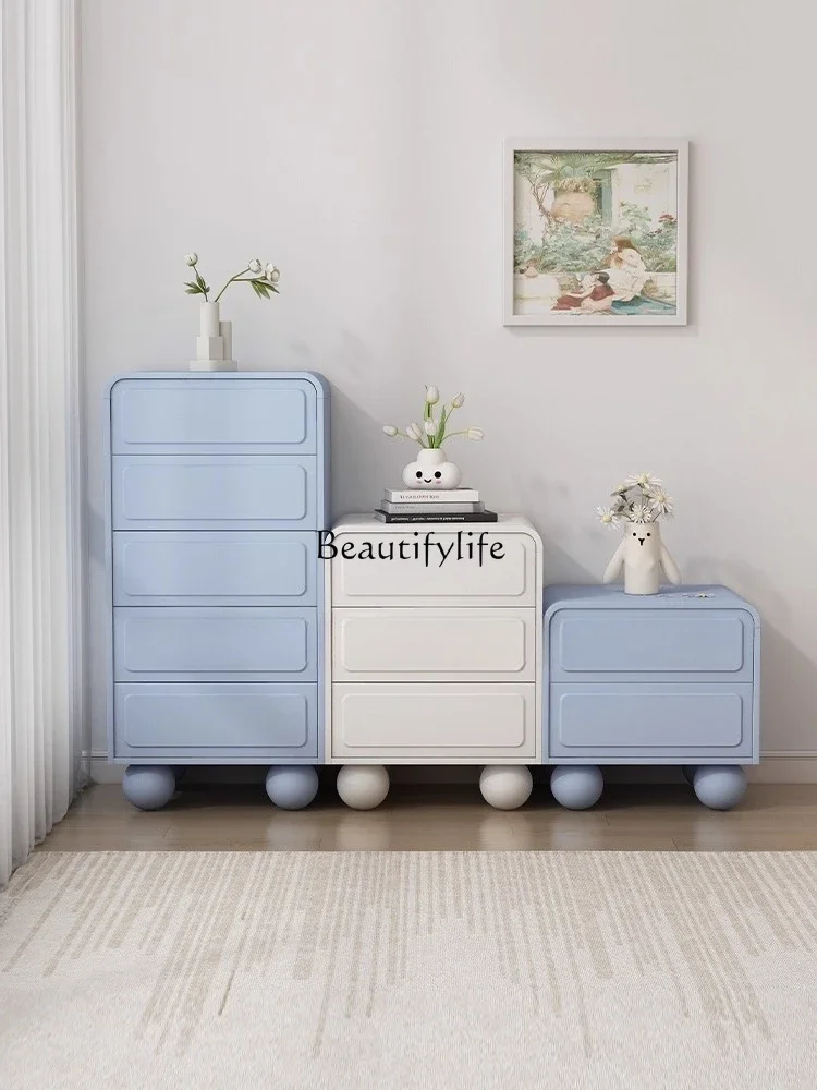 

XX39Cream Style High-Low Combination Wall-Mounted TV Cabinet with Storage Cabinet Beside