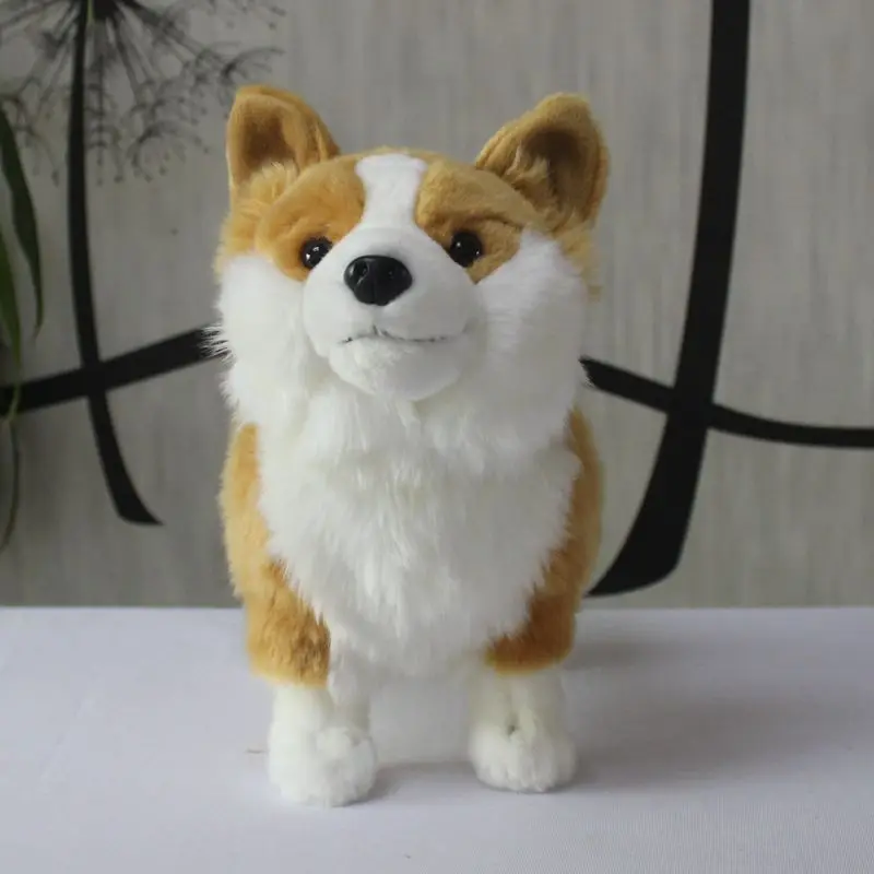 จําลองใหม่ตุ๊กตาสุนัขเวลส์-Corgi ของเล่นสุนัขคุณภาพสูงตุ๊กตาสุนัขของขวัญประมาณ 30x23 ซม