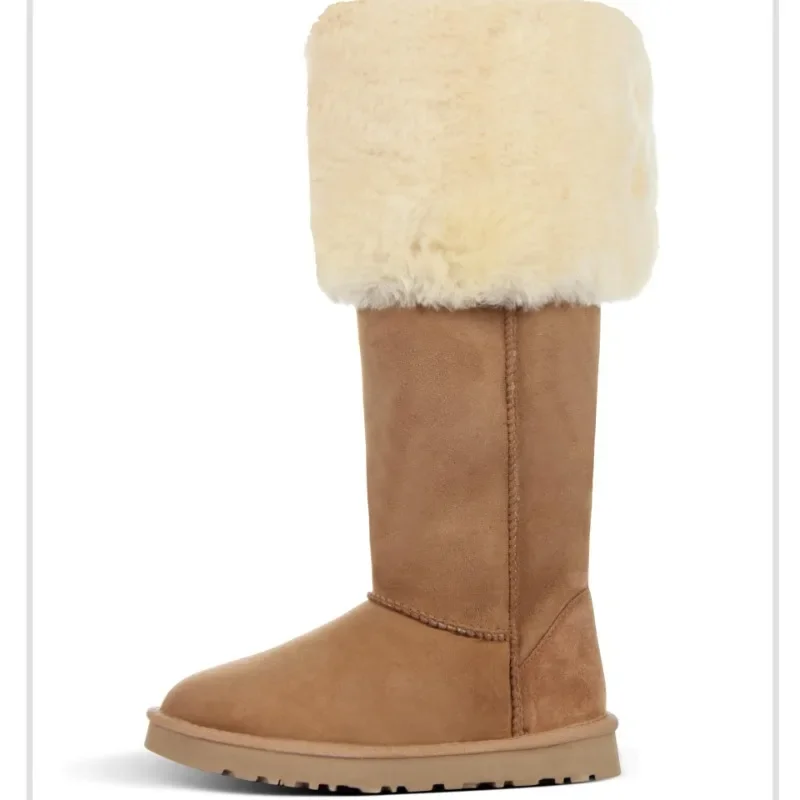 Winter women\'s boots over the knee long boots, super high tube sheepskin integrated snow boots, winter outdoor insulation