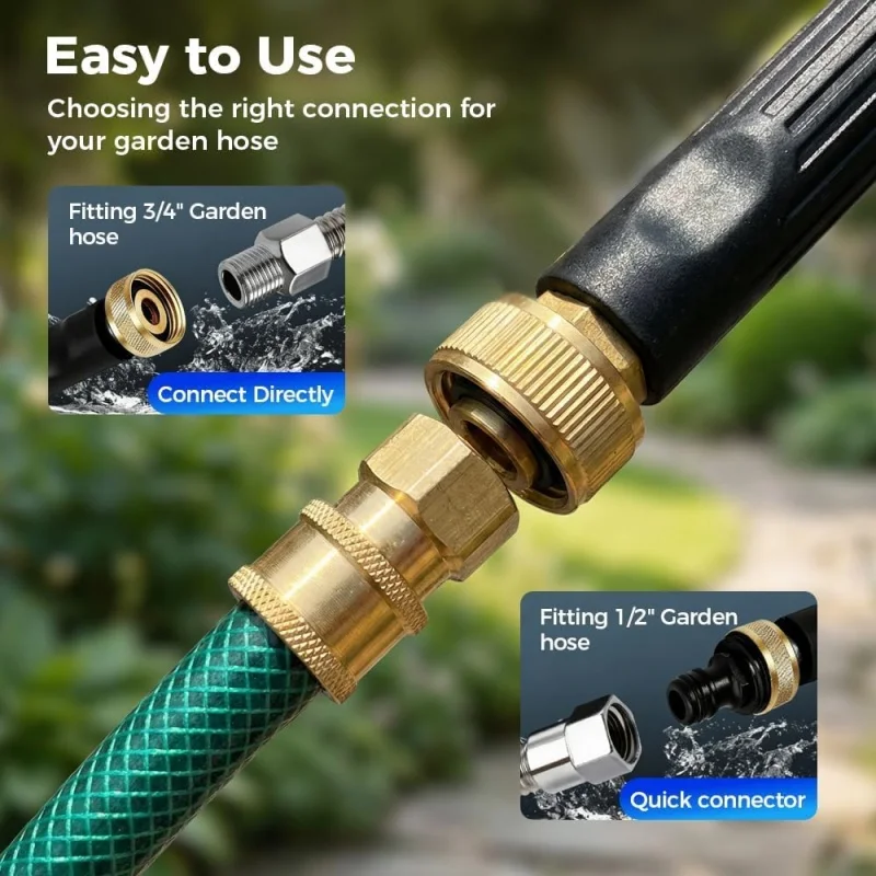 High Pressure Washer Wand Tool with 5 Quick Connect Nozzles & Carabiner, Garden Hose Spray Nozzle for Car Wash Yard Cleaning