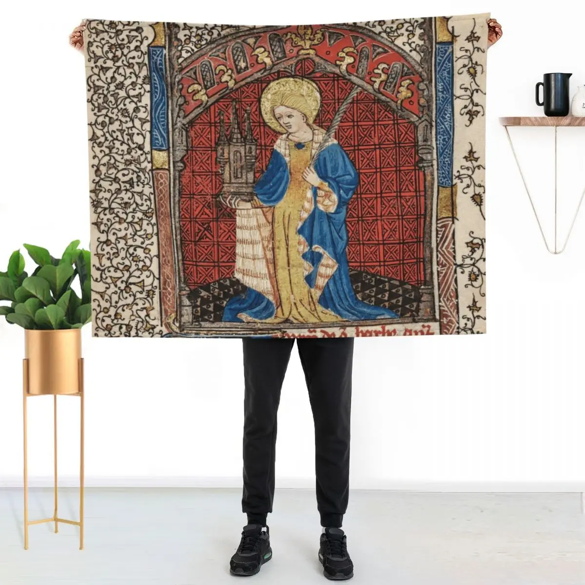 Saint Barbara - From a Medieval Illuminated Manuscript Throw Blanket for babies christmas gifts Thin Hairys Soft Big Blankets