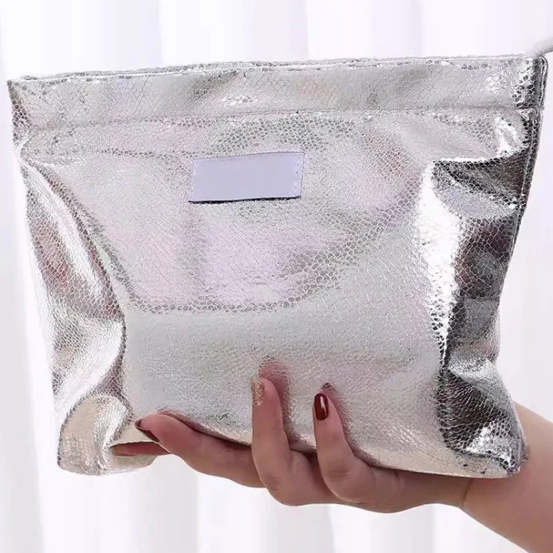 Flashing Sequin Cosmetic Bag Zipper Opening Makeup Storage Bag Portable Wash Supplies Skin Care Pouch Small Items Big Container