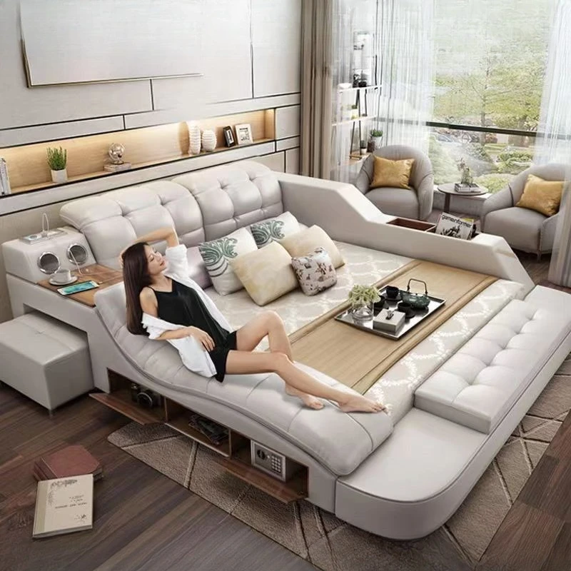 

Double Electric Bed Frame European king size massager Bedroom Beds Headboard Luxury Letto Matrimoniale House Accessories