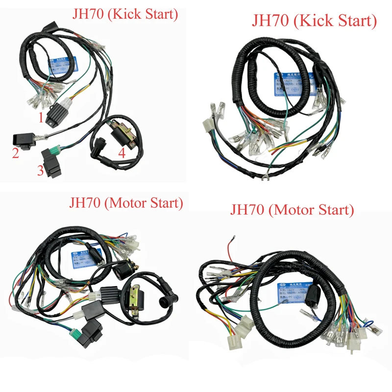 Motorcycle Harness Wire Cable For Honda Jialing Dayang Lifan JH70 JL70 C70 CDI Regulator Starter Ignition Coil Electrical Wiring