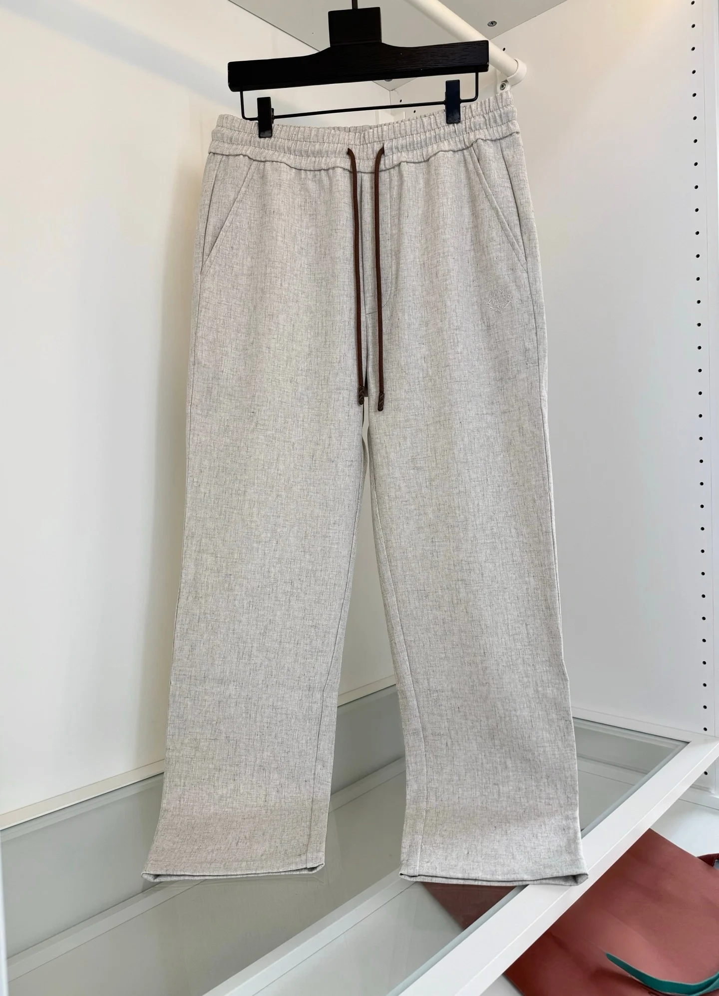 Italian Vintage Lightweight Cotton Linen Blend Elastic Waist Straight Leg Casual Pants Lazy Style Summer 2026 Men's Clothing