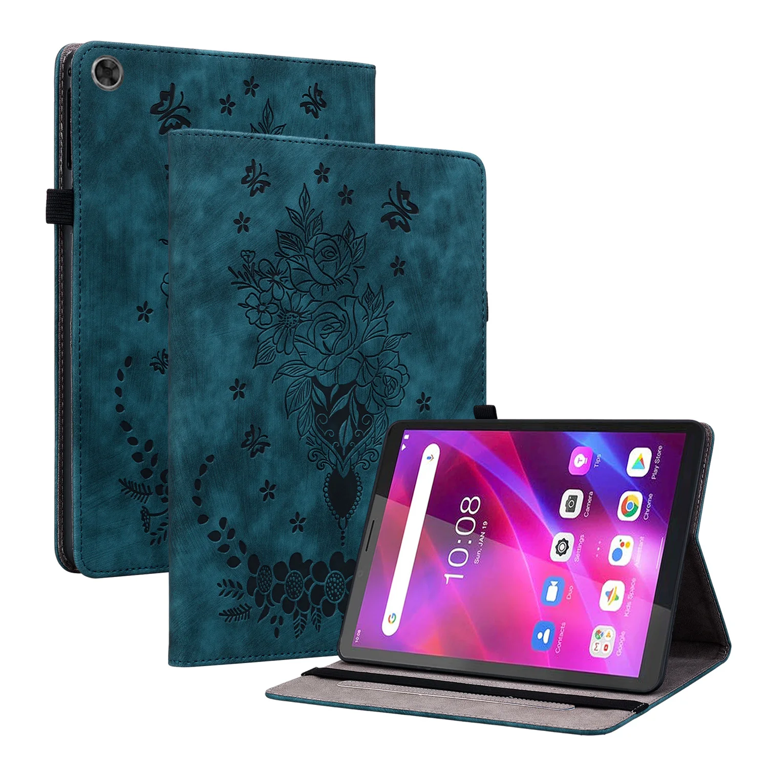 Flowers Embossed Funda with Soft TPU Back Shell For Lenovo Tab M7 3rd Gen Case Flip Book Cover For Lenovo TB-7306F TB-7306X Case