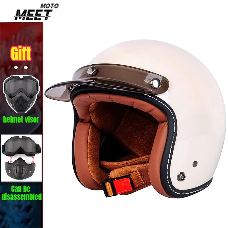 

3/4 Retro motorcycle helmet for men and women in winter and summer helmet cruise pedal motorcycle half helmet