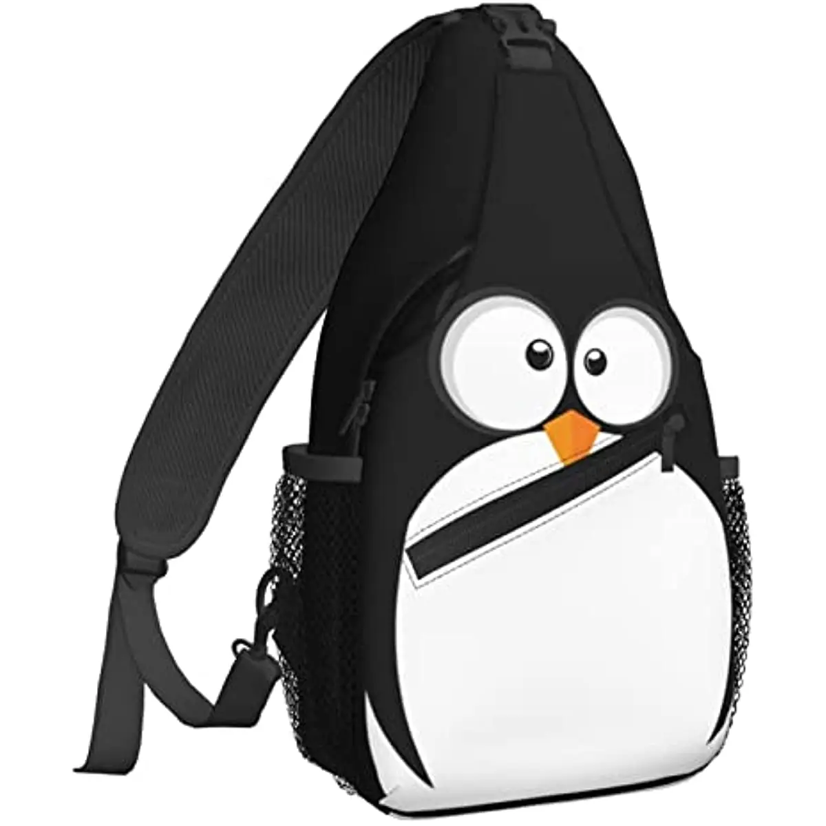 Funny Penguin Face Sling Backpack Chest Bag Crossbody Shoulder Bag Gym Cycling Travel Hiking Daypack For Men Women