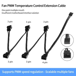 4 Pin PWM Fan Power Extension Cable 4 Pin PWM Female To 3/4 Pin PWM Male Adapter Multi Splitter for 4 Pin 3 Pin Case
