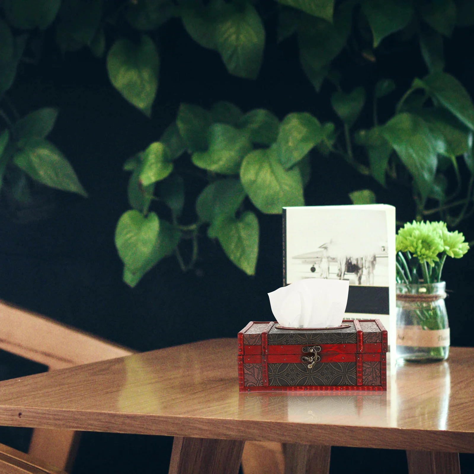 

Retro Tissue Box Holder Premium Plywood Desktop Decoration for Home Hotel Car Living Room Napkin Case Storage Organizer