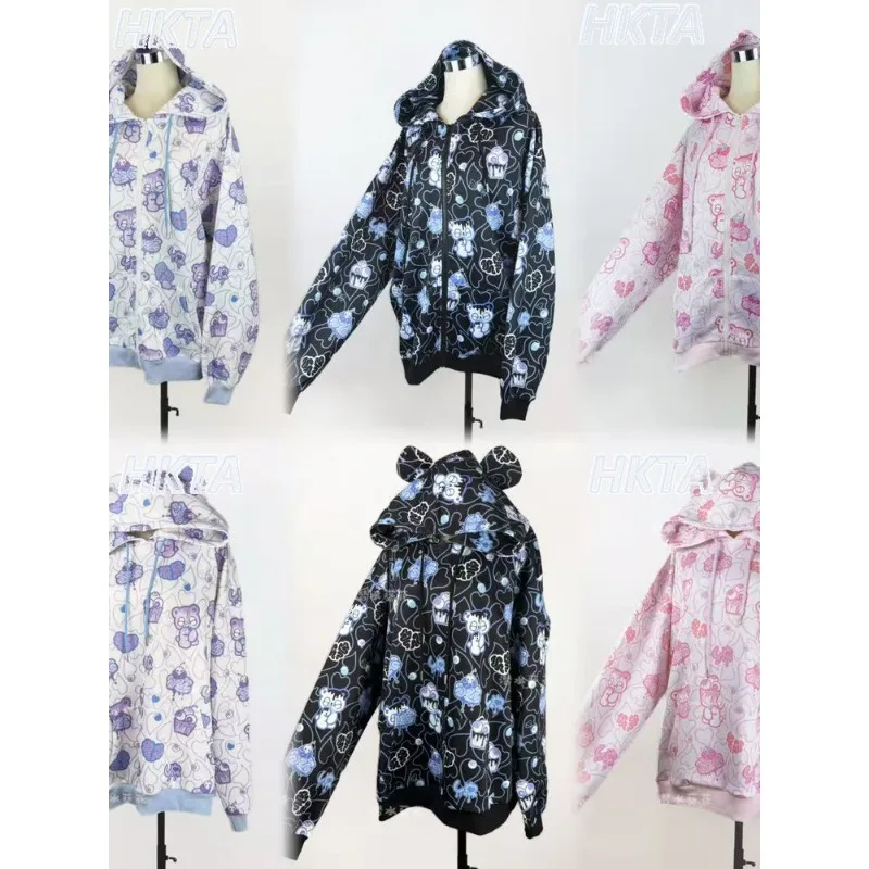 

Original 2026 New Spring Print Sweatshirt Jacket Subculture Harajuku Hooded Coats Female Loose Casual Women Hoodies Clothes