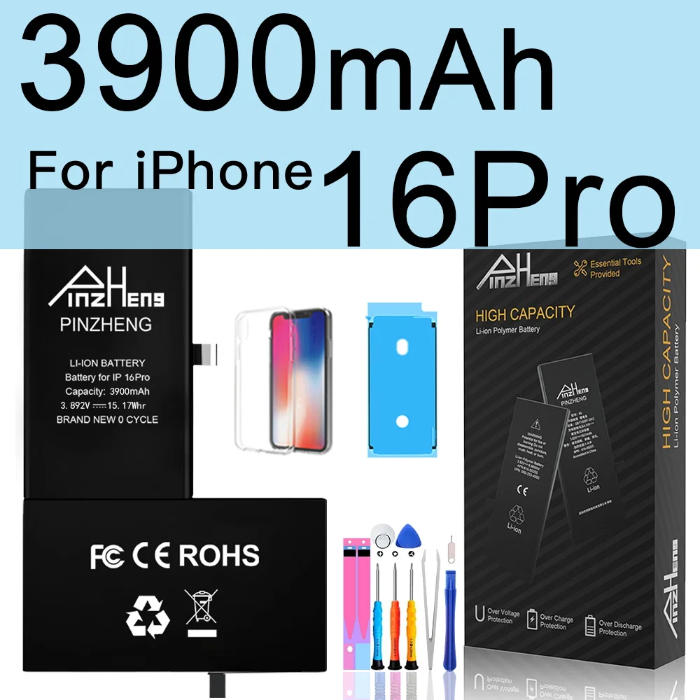 PINZHENG Hochleistungsakku für iPhone 14 15 16 Pro Max Ersatzakku für iPhone 16 15 14 Pro 15 16 14 Plus Batterie