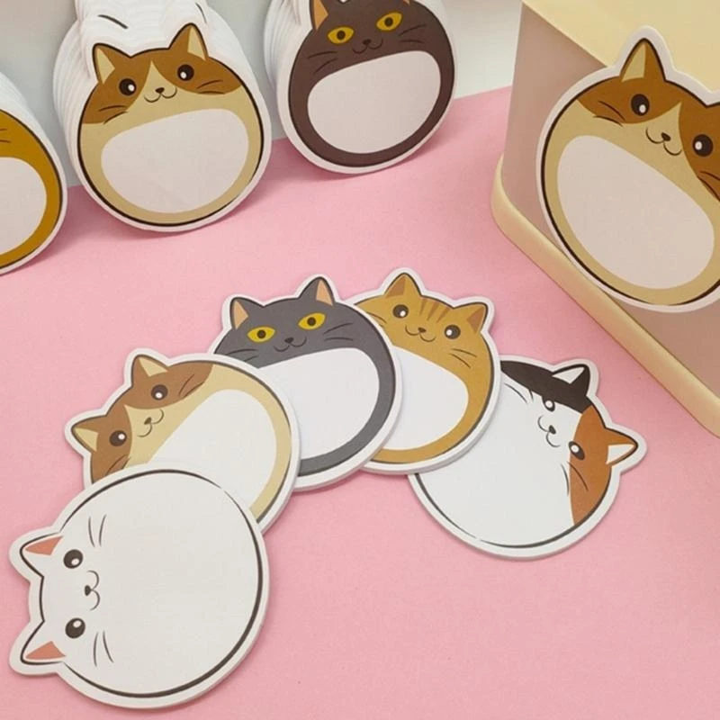 5pcs猫の形状デザインスティックノートパッド自己粘着メモパッドスティックパッドスティックノートパッド自己服用メモ帳セットセット