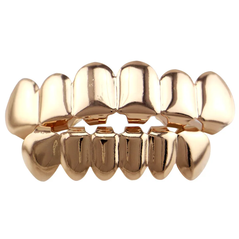 Brocche cave lisce bretelle Hip-Hop per uomini e donne Grillz18K rame elettrolitico e denti dorati