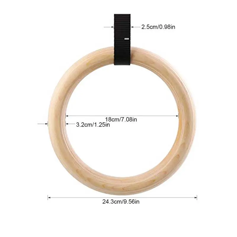 32/28mm Birch Fitness Rings Gymnastics Wooden Adjustable Exercise Training Ring 28/32 MM Rings (Lifting Rope Is Not Included)