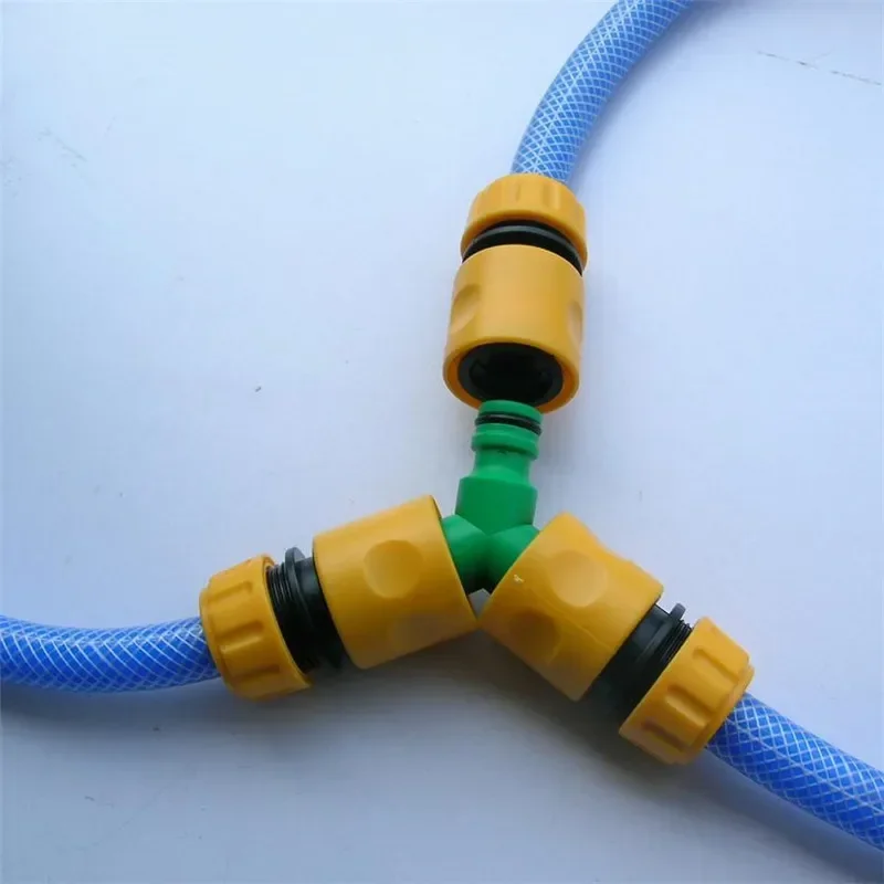 1/2\'\' Garden Hose Pipe Repair Tee Water Connectors Quick Fix Triple Tree Port Joint Water Gun Fitting Greenhouse