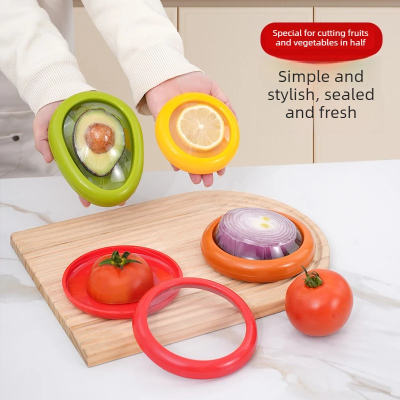 

4pcs Fruit vegetable preservation box avocado onion shaped TPU film sealed box refrigerator storage box food storage container