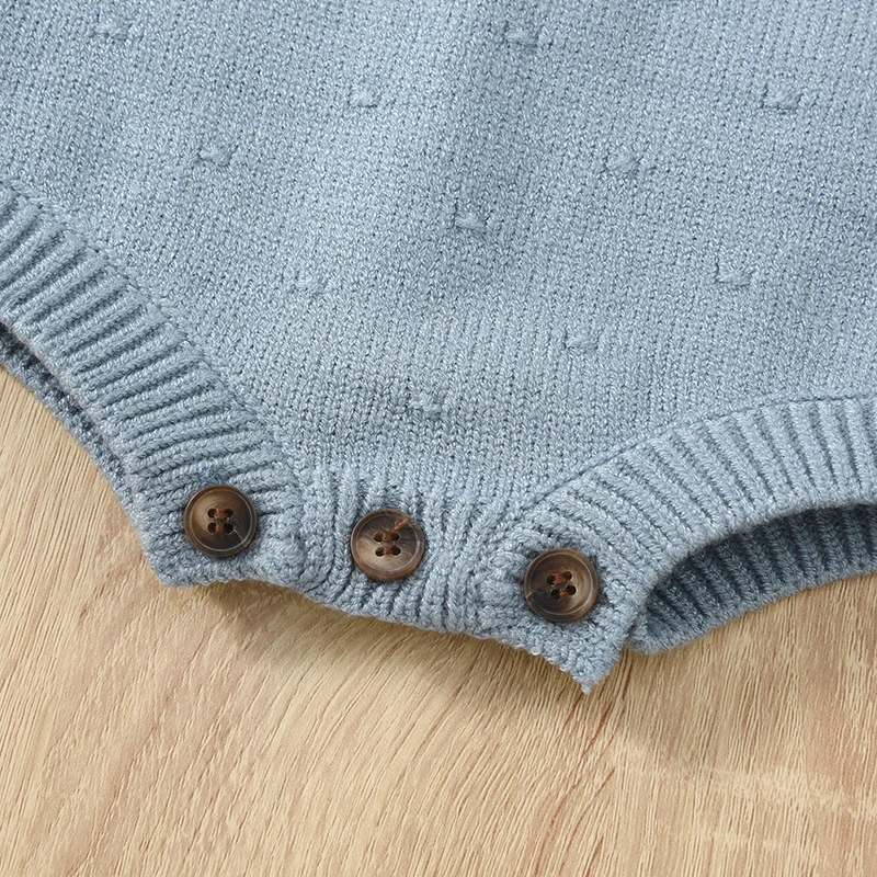 2025 New Autumn Infant Baby Girls Knitted Jumpsuit Long Sleeve Solid Color Toddler Baby Girl Knitted Romper Children Clothes