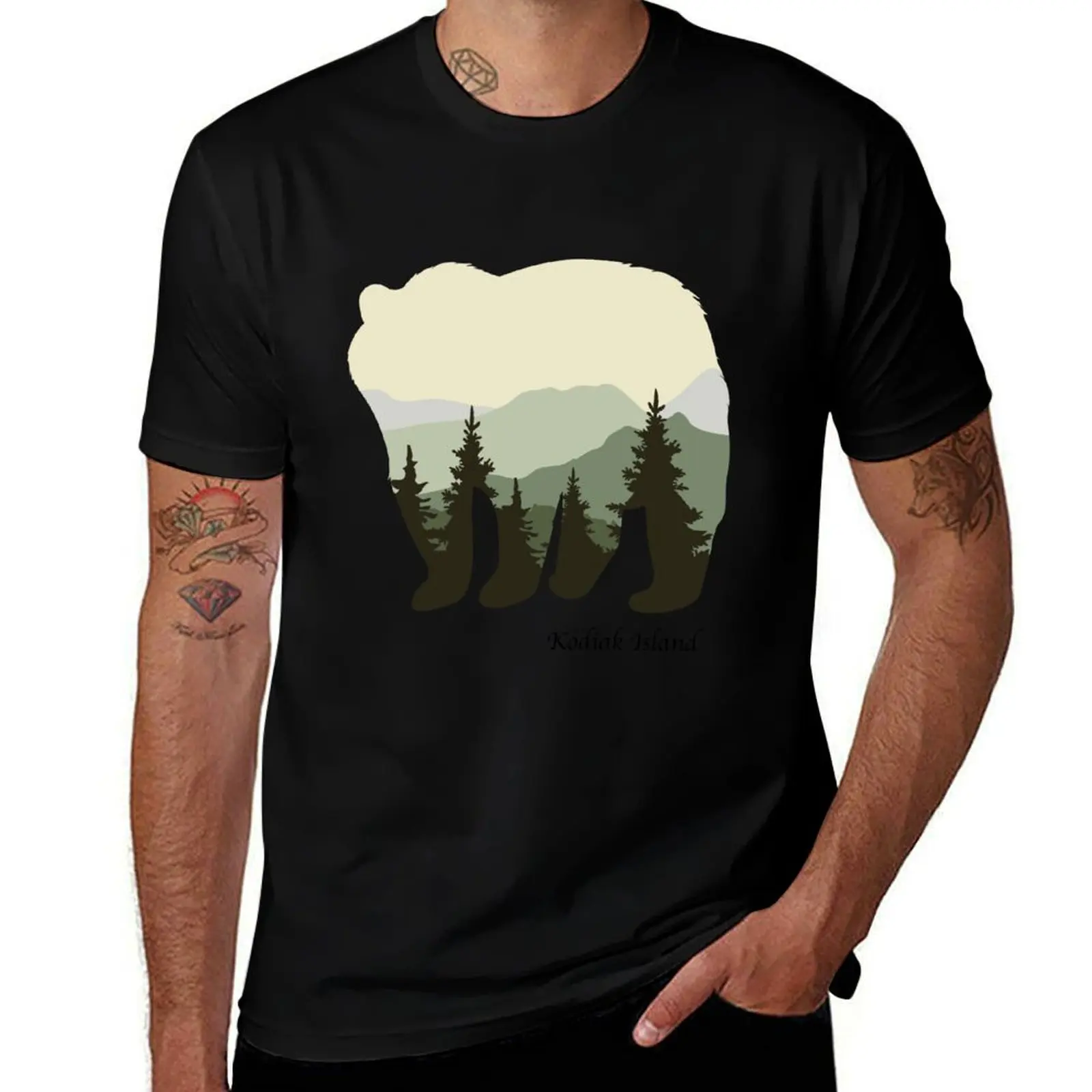

Kodiak Island Bear Silhouette T-Shirt man t shirt heavy cotton t shirts for man cotton funny T-Shirt