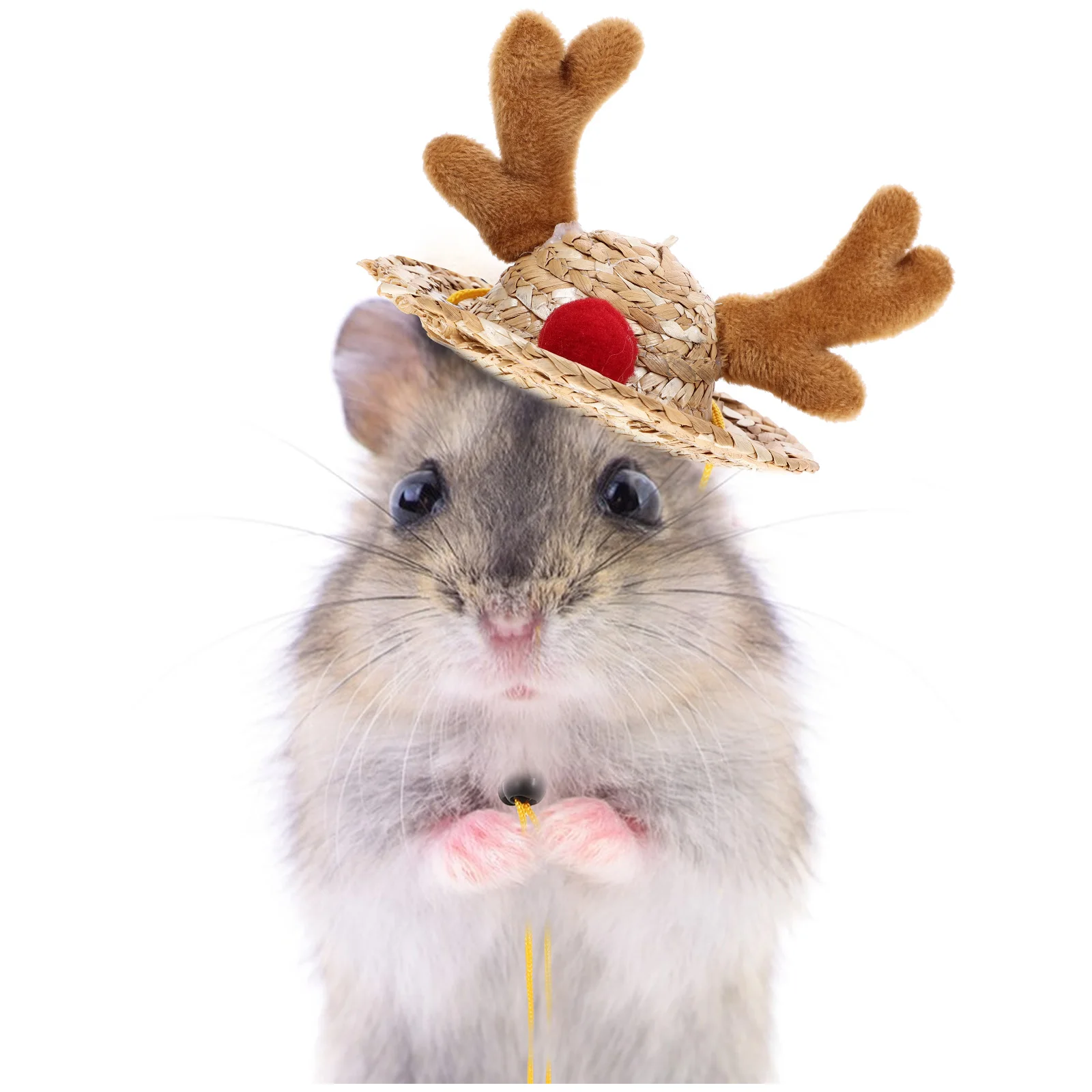 

Christmas Elk Hat H Knitted Small Animal Hats for Hamsters Hedgehogs Adjustable Straps Pet Accessories Toy Small Pet Supply