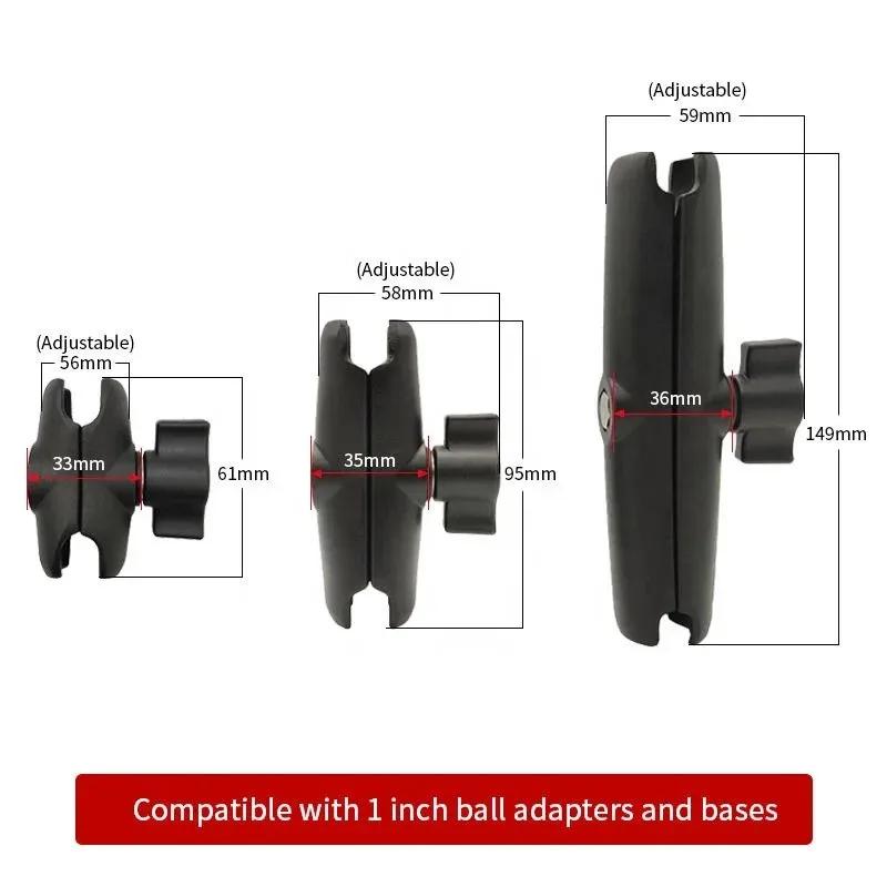 Алюминий, 15 см, 9,4 см, 9 см, 6,1 см, 5,5 см, длинный кронштейн с двойной розеткой для 1-дюймовых шариковых основок для держателя мобильного телефона