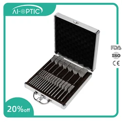 LP-22H Ophthalmic Optical Optometry Glass K9 Loose Prism Bars Stainless Steel Handle Kit Set Aluminum Case Packed